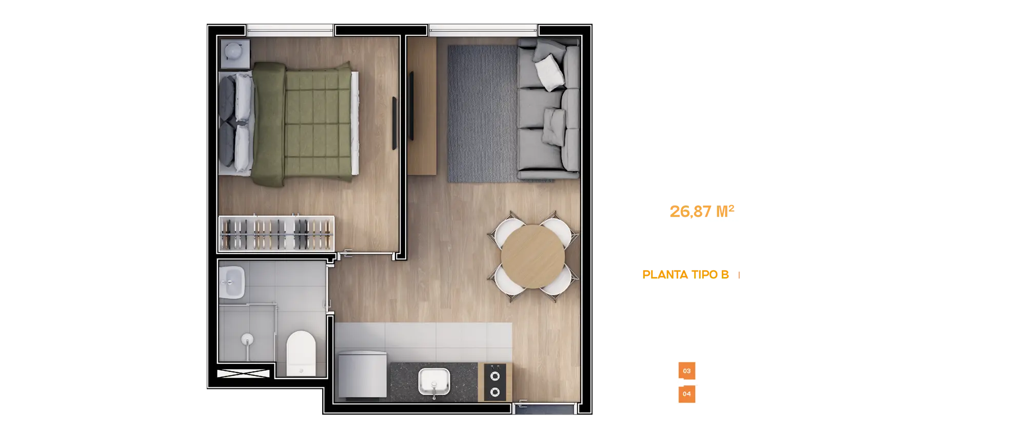 Smart House Mooca - Planta 26,87m²