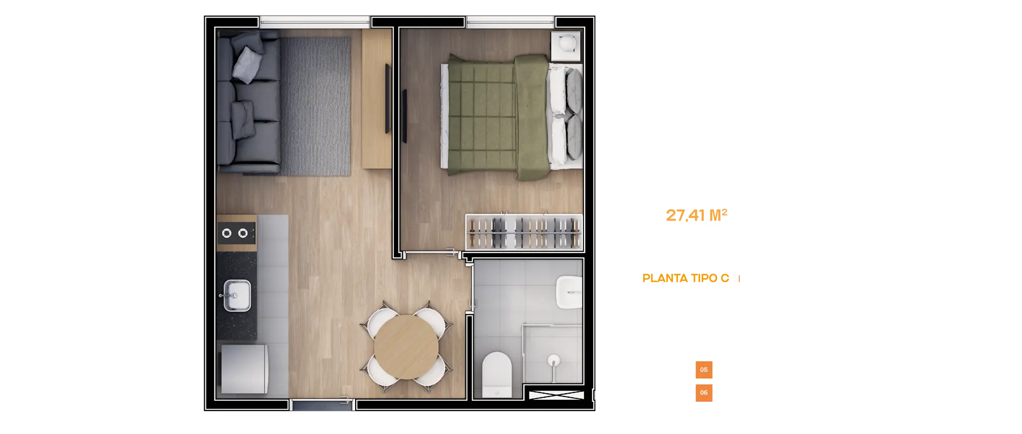 Smart House Mooca - Planta 27,41m²