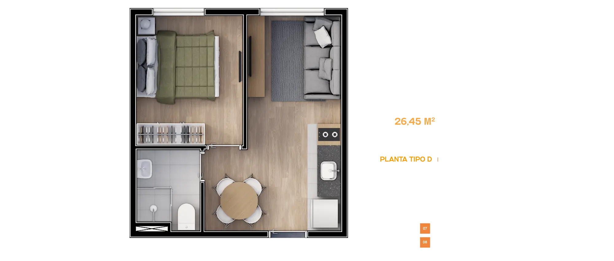 Smart House Mooca - Planta 26,45m²