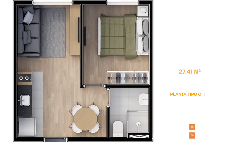 Smart House Mooca - Planta 27,41m²