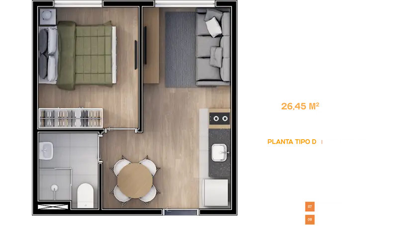 Smart House Mooca - Planta 26,45m²